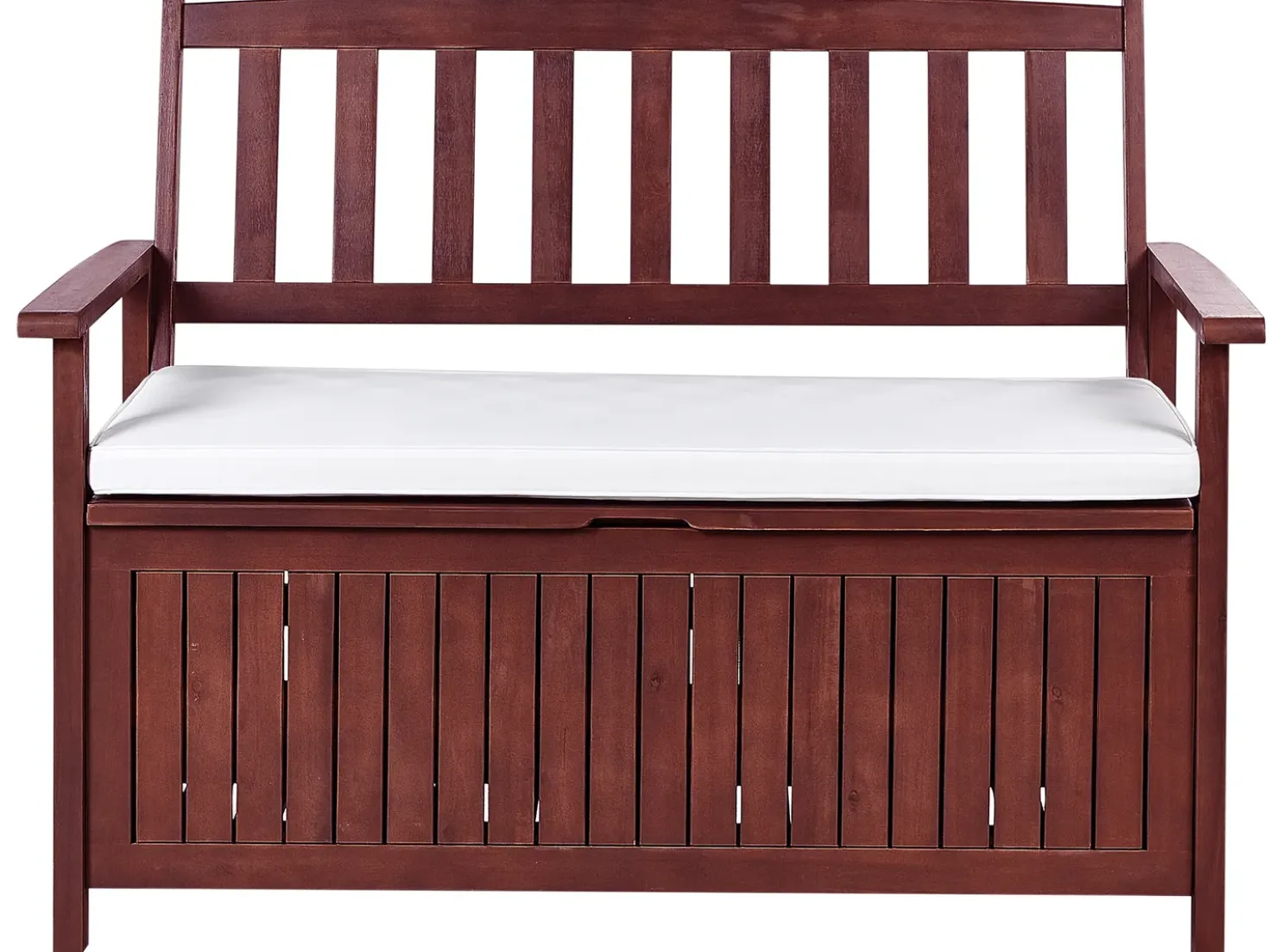 Panca da giardino con cuscino SOVANA 120 cm con contenitore Legno d'acacia Bianco