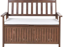 Panca da giardino con cuscino SOVANA 120 cm con contenitore Legno d'acacia Bianco