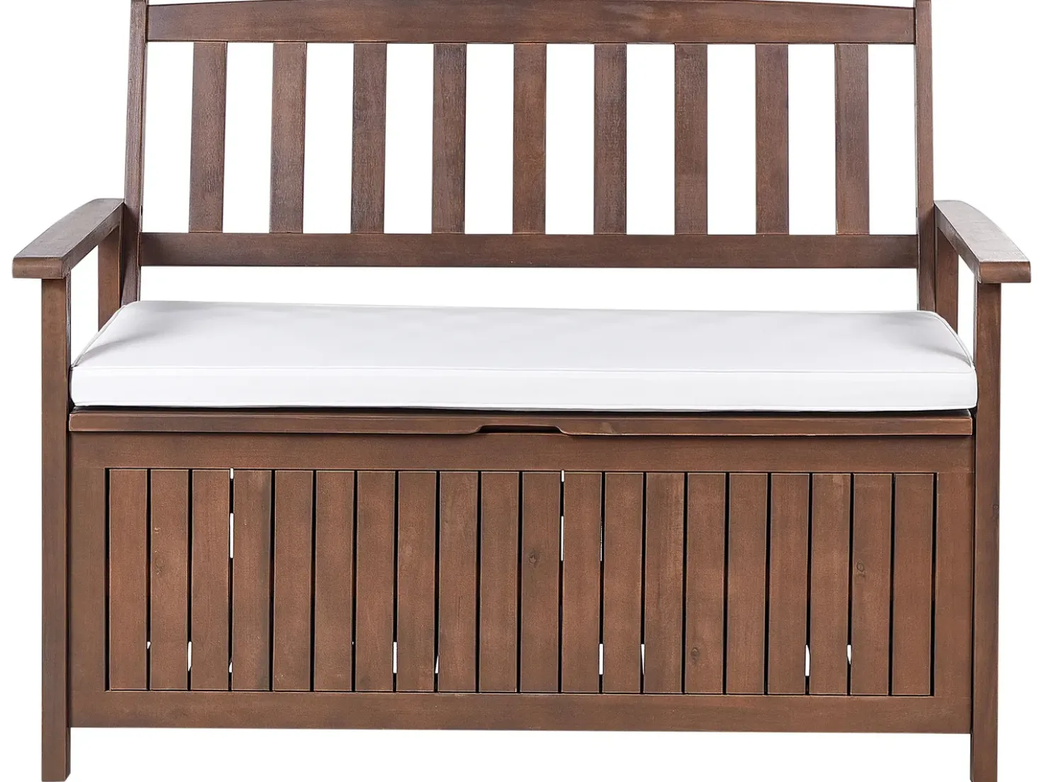 Panca da giardino con cuscino SOVANA 120 cm con contenitore Legno d'acacia Bianco