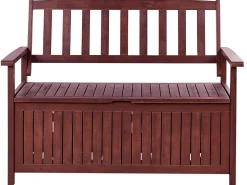 Panca da giardino con cuscino SOVANA 120 cm con contenitore Legno d'acacia Rosso
