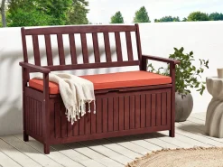 Panca da giardino con cuscino SOVANA 120 cm con contenitore Legno d'acacia Rosso