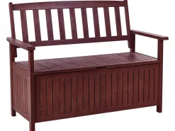 Panca da giardino con cuscino SOVANA 120 cm con contenitore Legno d'acacia Rosso