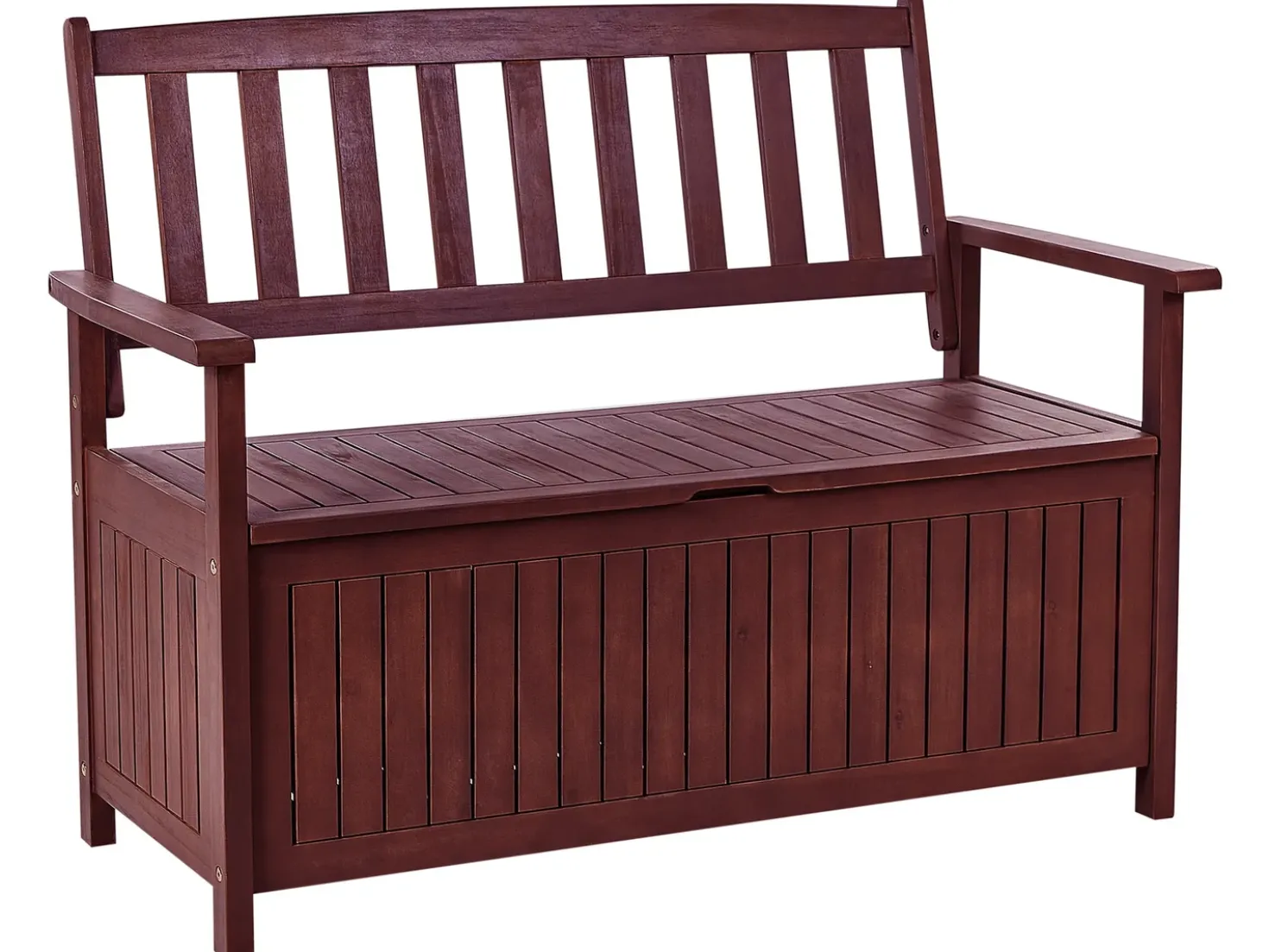 Panca da giardino con cuscino SOVANA 120 cm con contenitore Legno d'acacia Rosso