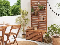 Panca da giardino con pannello a muro MATINO Legno d'acacia 80 cm 40 cm Marrone