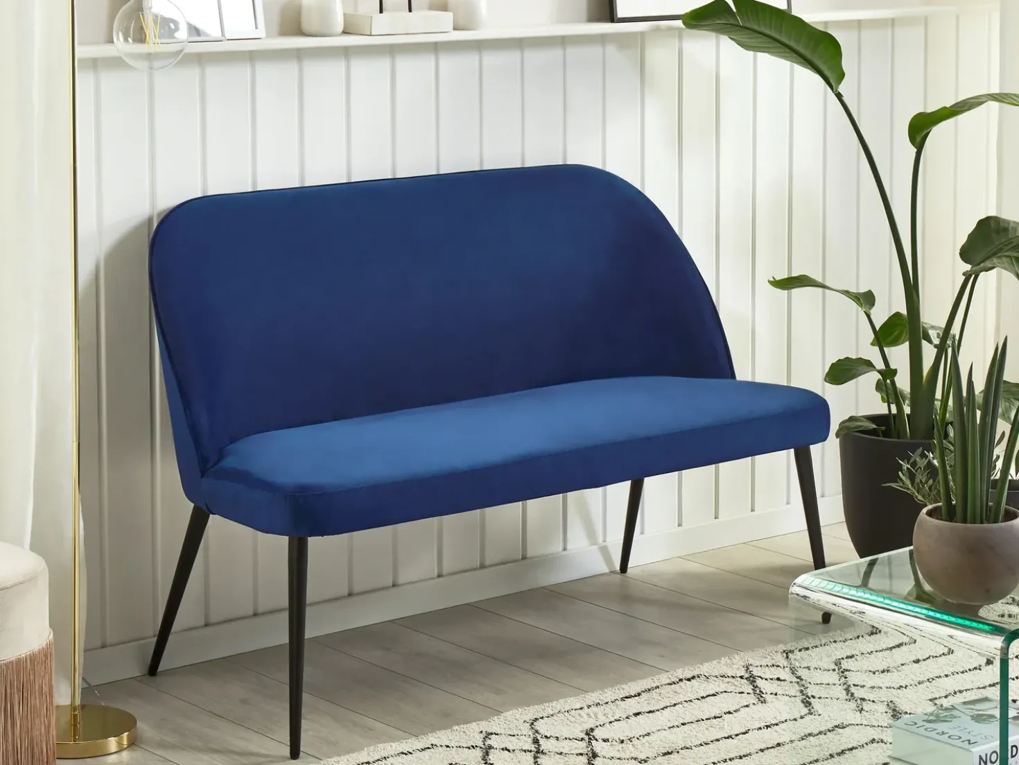 Panca da pranzo 2 posti OSBY Velluto Blu marino