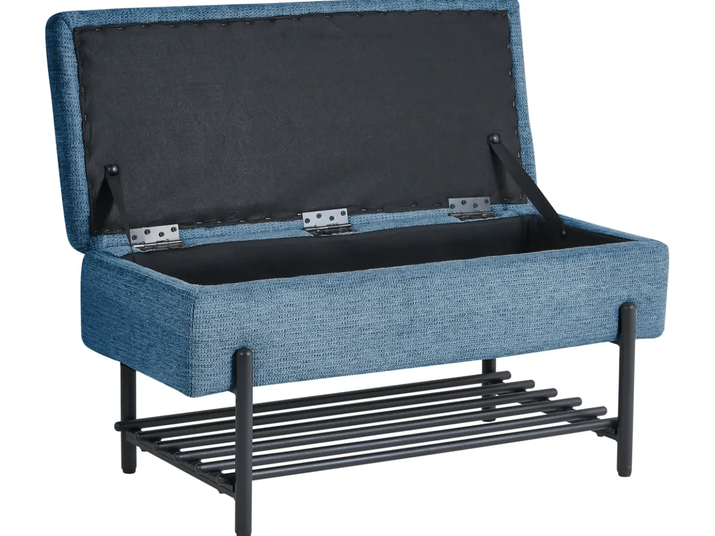 Panca porta scarpe SOLVANG Tessuto Blu con contenitore
