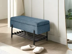 Panca porta scarpe SOLVANG Tessuto Blu con contenitore