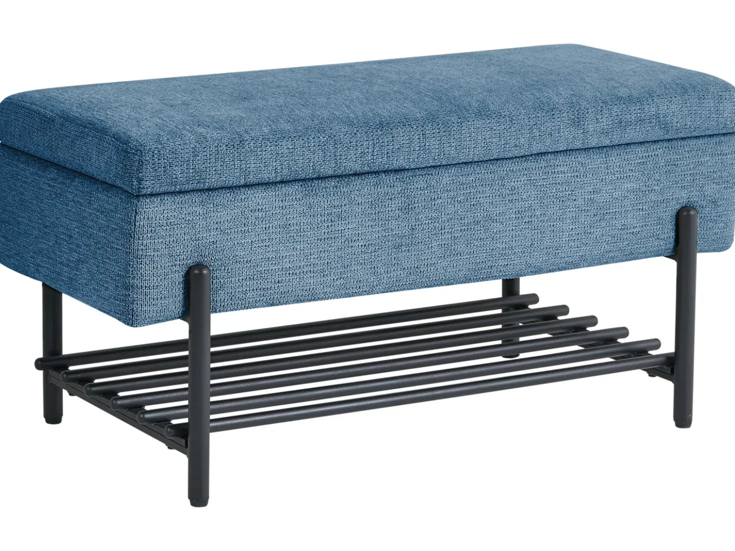 Panca porta scarpe SOLVANG Tessuto Blu con contenitore