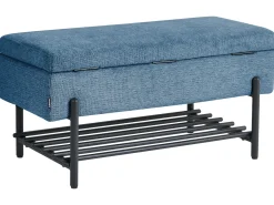 Panca porta scarpe SOLVANG Tessuto Blu con contenitore