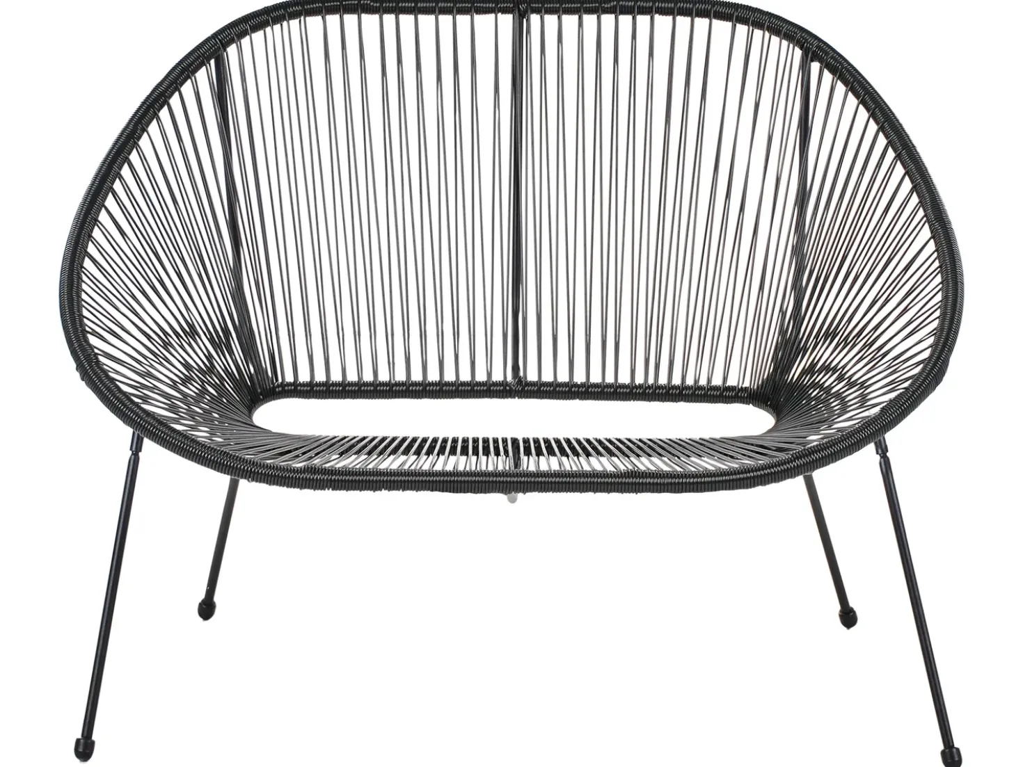 Panchina da giardino ACAPULCO II 113 cm Rattan sintetico (PE) Nero