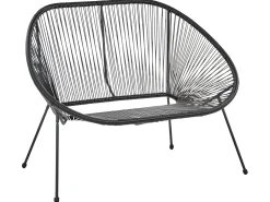 Panchina da giardino ACAPULCO II 113 cm Rattan sintetico (PE) Nero