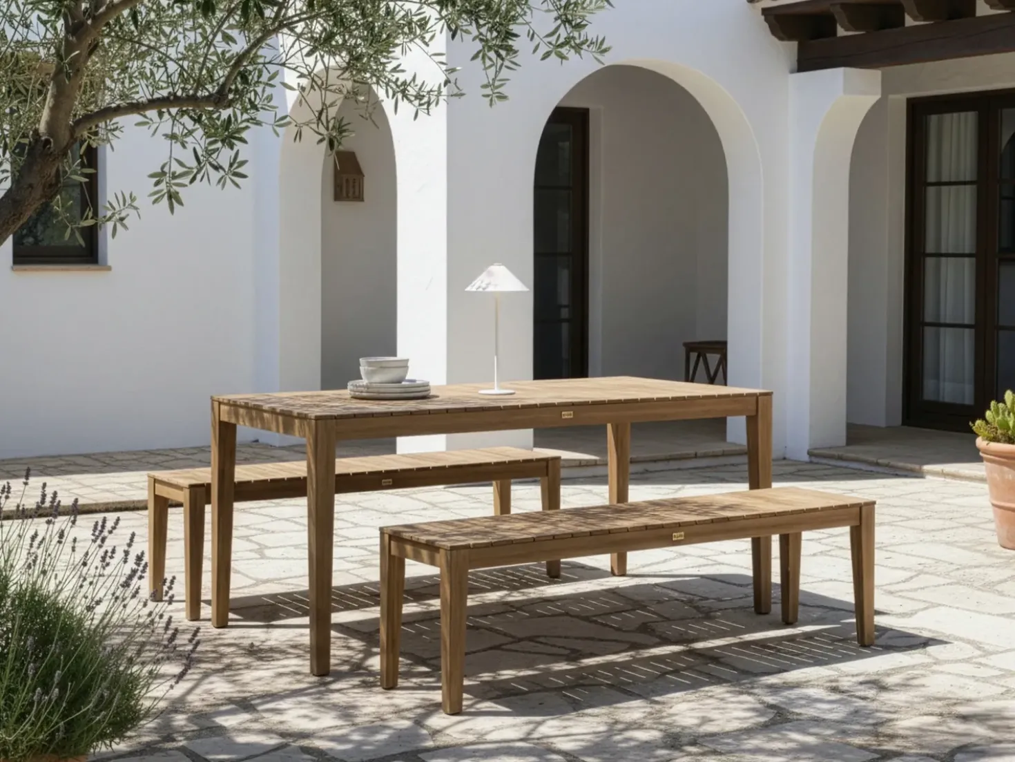 Panchina da giardino CHIOGGIA 155 cm Legno di acacia certificato Marrone chiaro