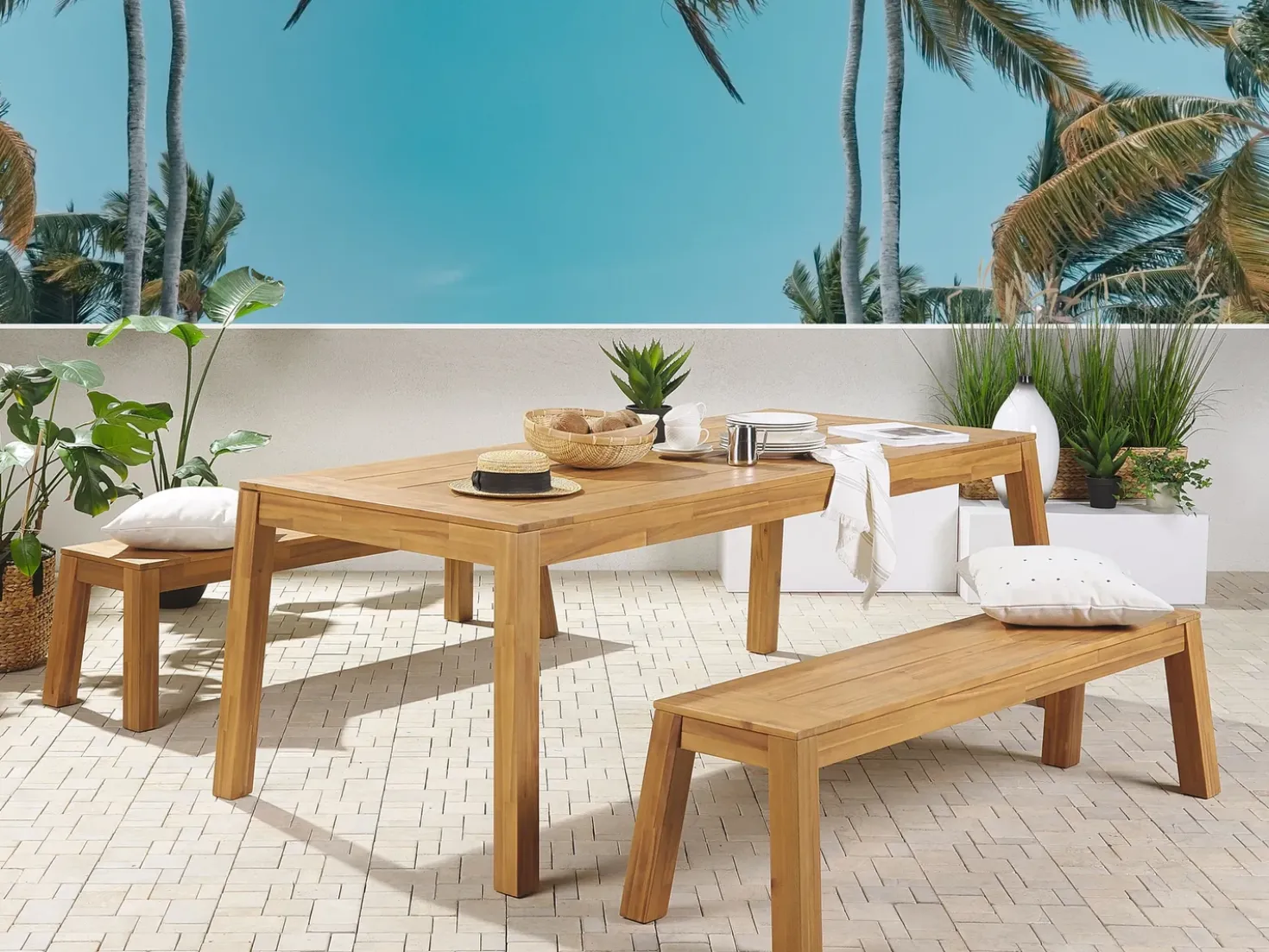 Panchina da giardino LIVORNO 169 cm Legno d'acacia Marrone
