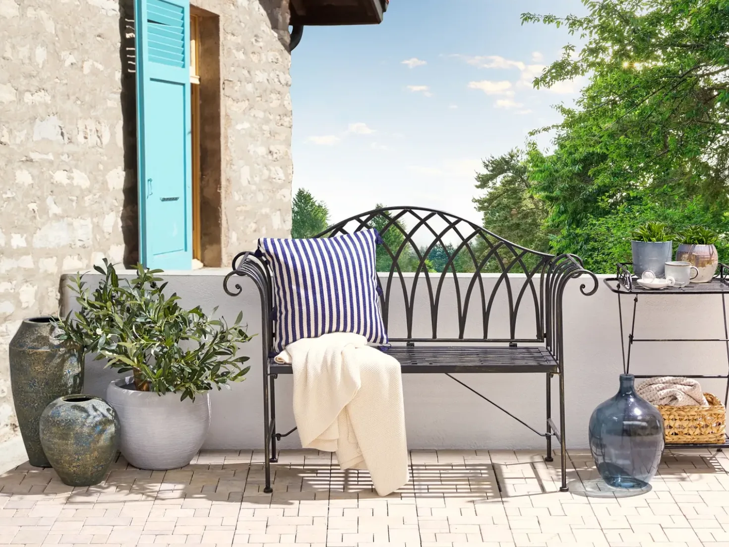 Panchina da giardino MILAZZO 130 cm Metallo Nero