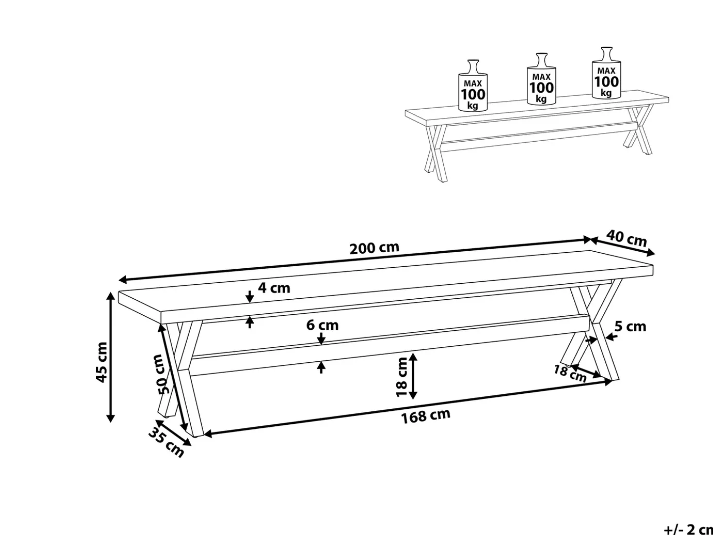 Panchina da giardino OLBIA 200 cm Cemento Bianco