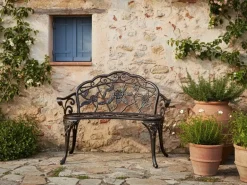 Panchina da giardino PIURA 88 cm Metallo Marrone scuro