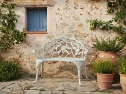 Panchina da giardino PIURA 88 cm Metallo Bianco