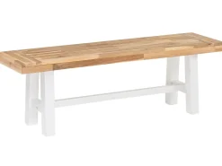 Panchina da giardino SCANIA 140 cm Legno d'acacia Bianco