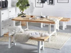 Panchina da giardino SCANIA 140 cm Legno d'acacia Bianco