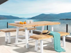 Panchina da giardino SCANIA 140 cm Legno d'acacia Bianco