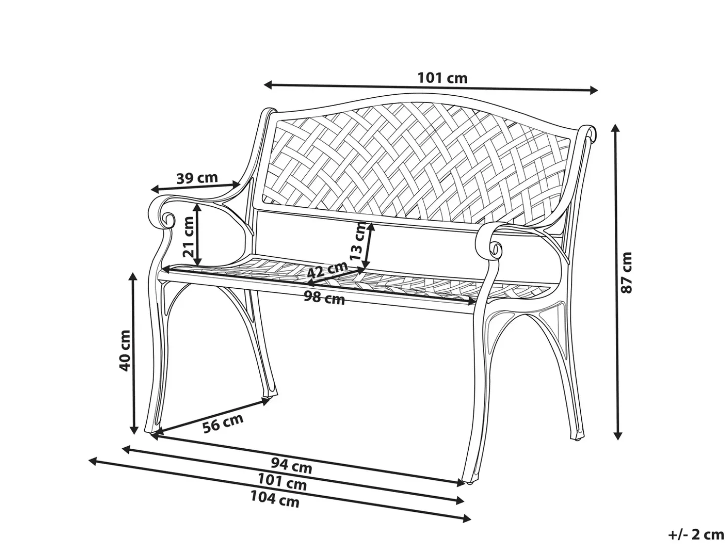 Panchina da giardino STAGGIA 104 cm Metallo Marrone