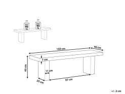 Panchina da giardino TARANTO 150 cm Cemento Grigio