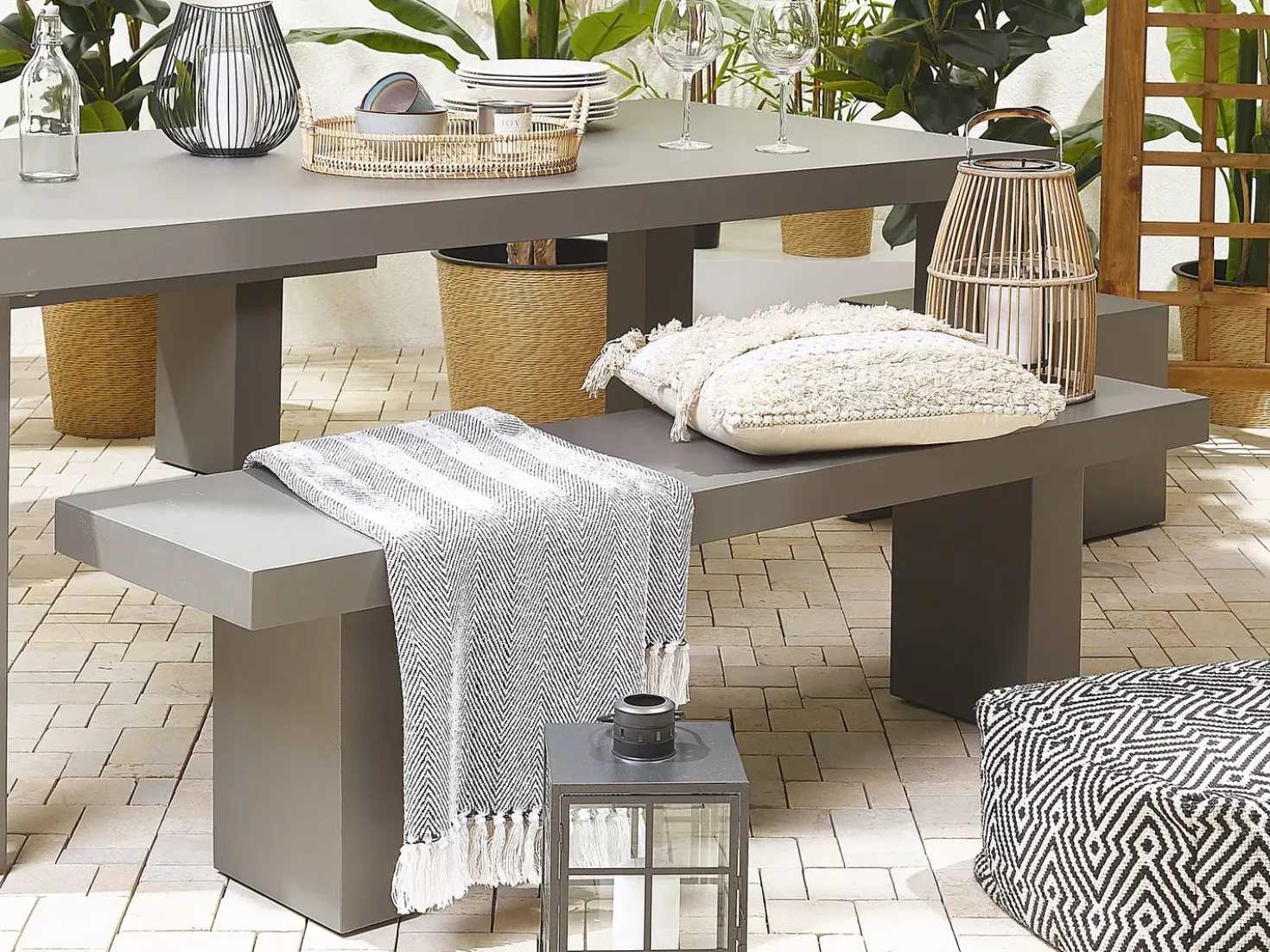 Panchina da giardino TARANTO 150 cm Cemento Grigio