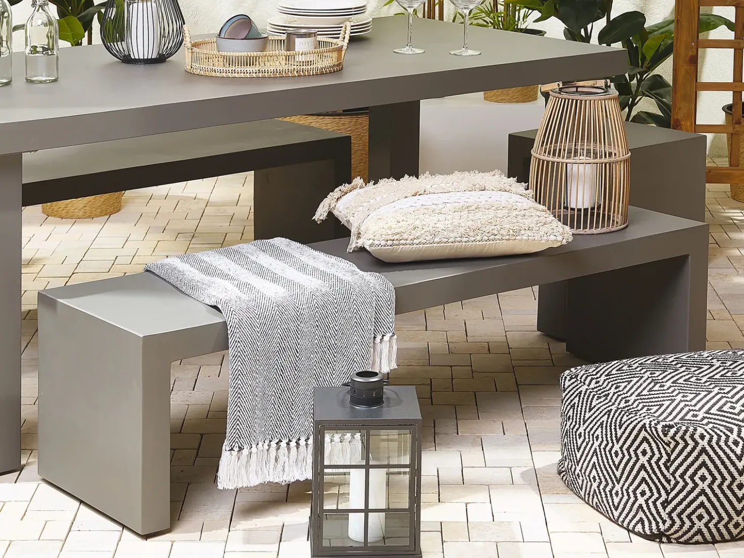 Panchina da giardino TARANTO 150 cm Cemento Grigio