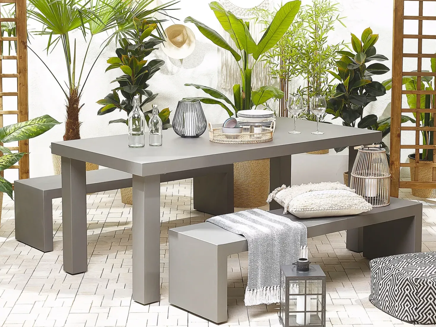 Panchina da giardino TARANTO 150 cm Cemento Grigio