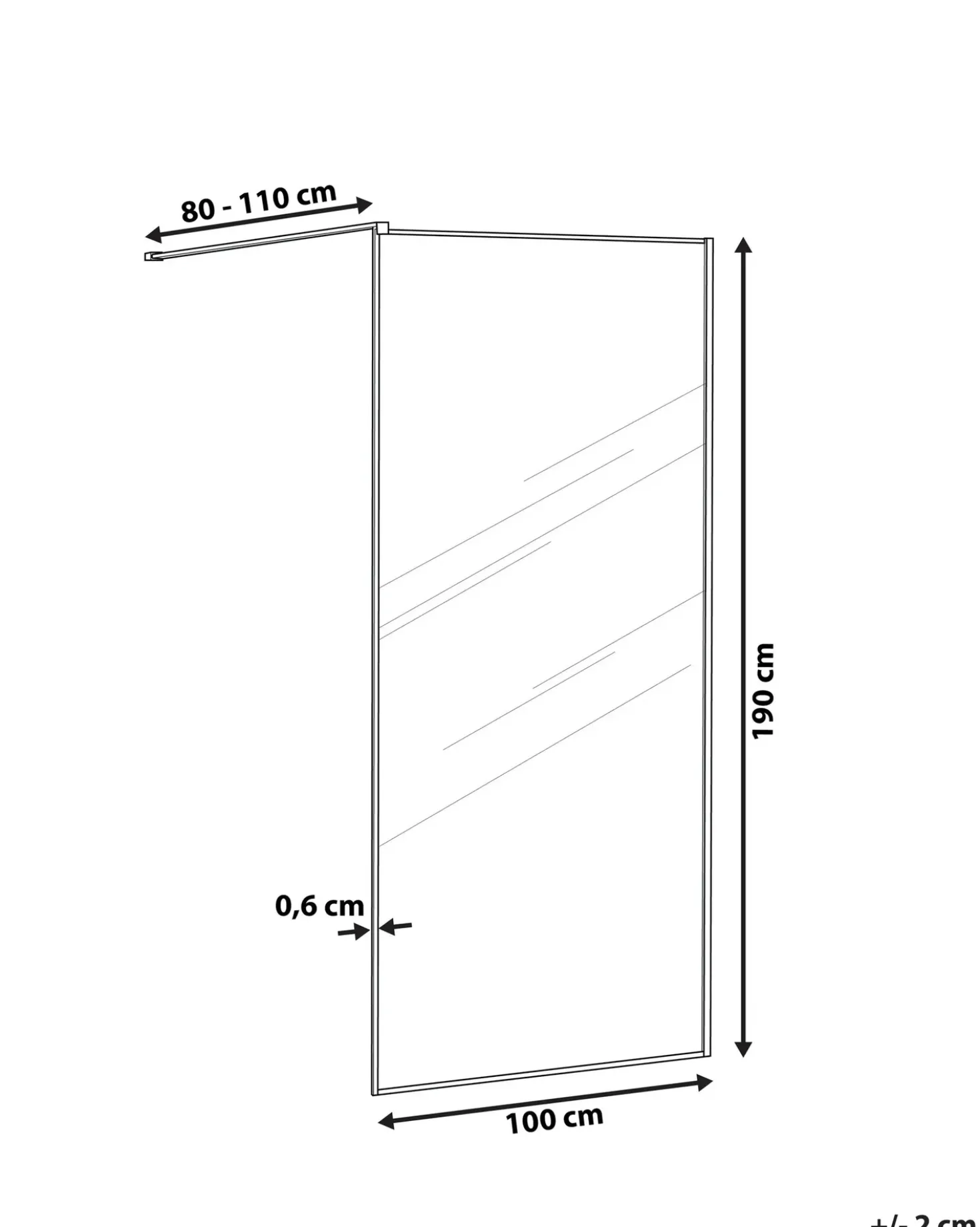 Parete doccia WASPAM 100 x 190 cm Argento