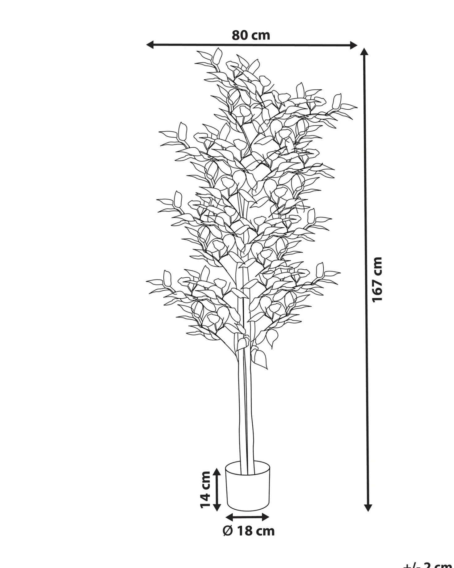 Pianta artificiale FICUS 167 cm Verde