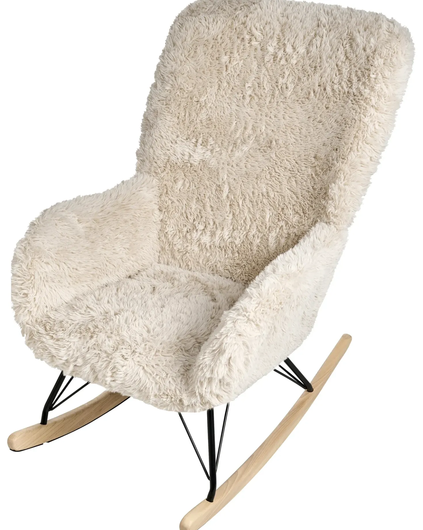 Poltrona a dondolo AKRA Finta pelliccia Beige chiaro