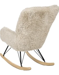 Poltrona a dondolo AKRA Finta pelliccia Beige chiaro