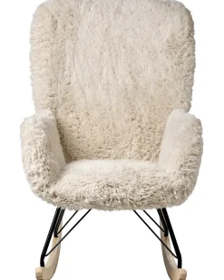 Poltrona a dondolo AKRA Finta pelliccia Beige chiaro