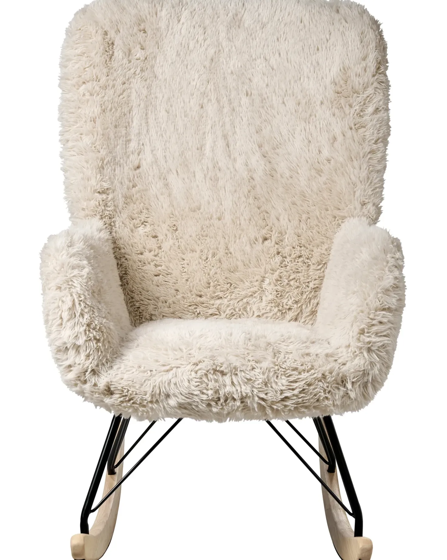 Poltrona a dondolo AKRA Finta pelliccia Beige chiaro
