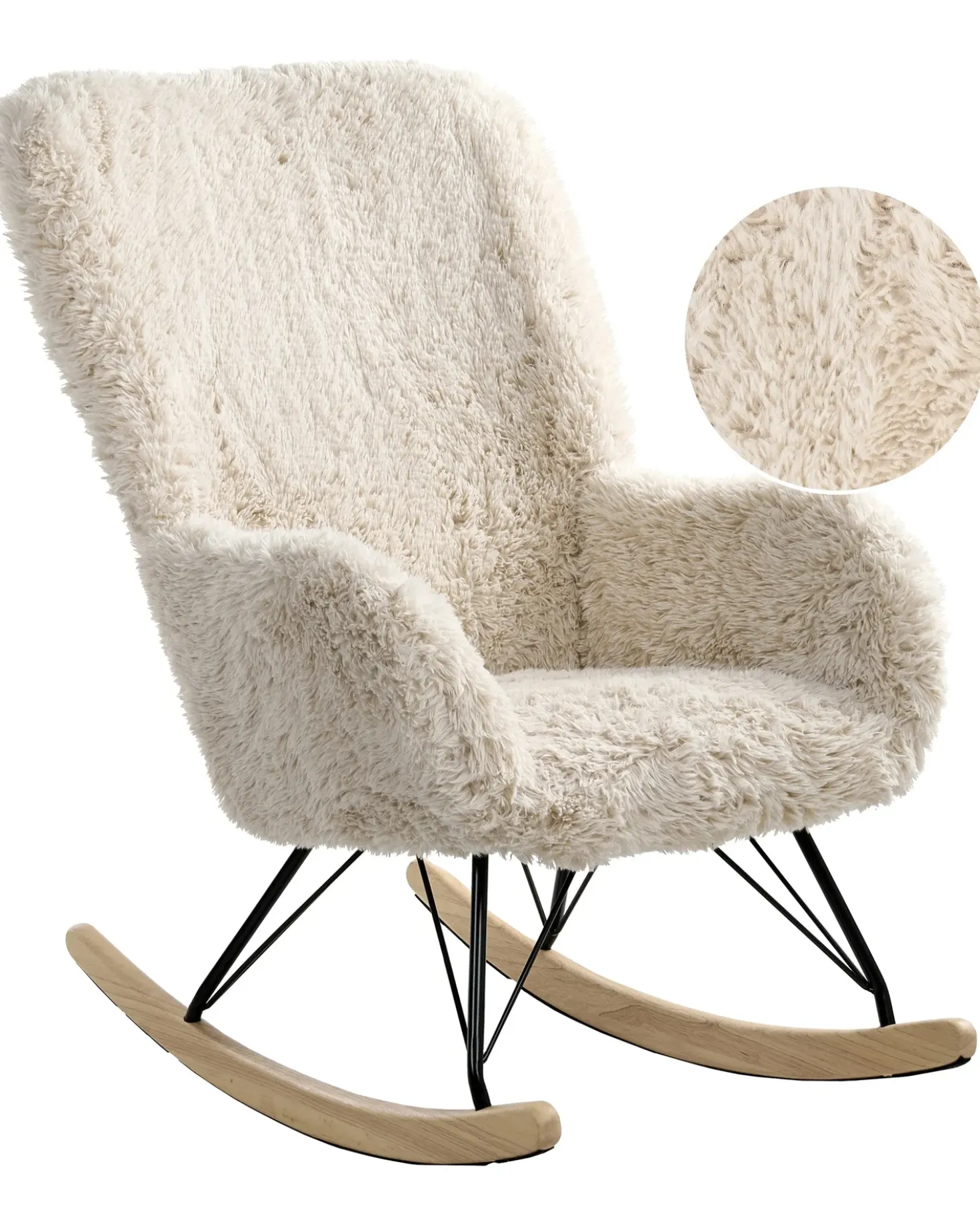 Poltrona a dondolo AKRA Finta pelliccia Beige chiaro