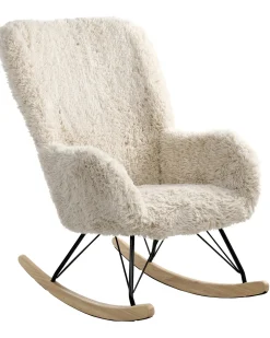Poltrona a dondolo AKRA Finta pelliccia Beige chiaro