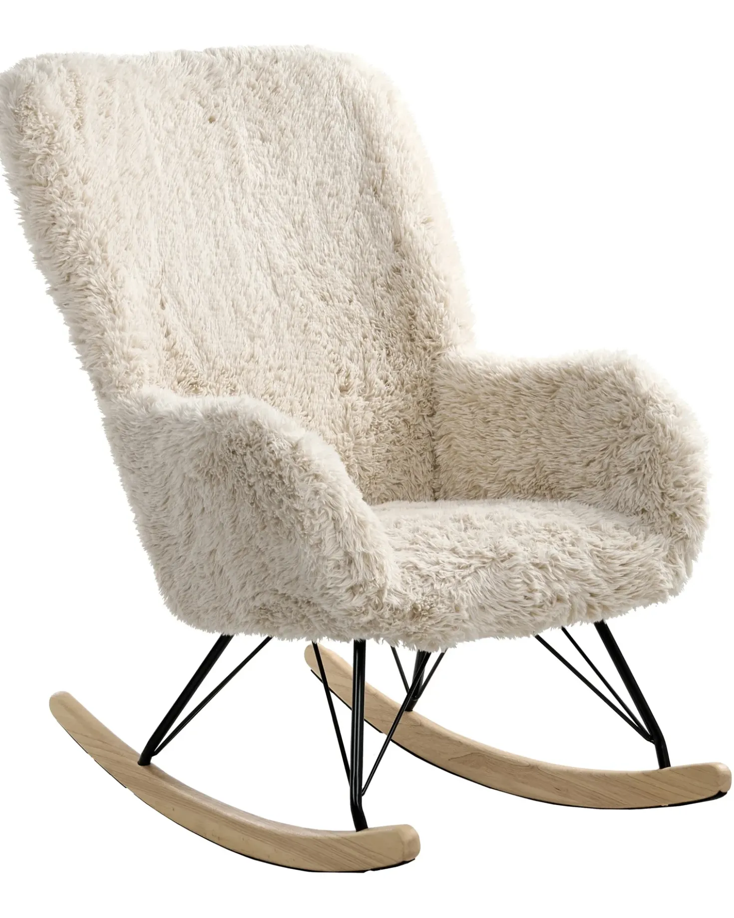 Poltrona a dondolo AKRA Finta pelliccia Beige chiaro