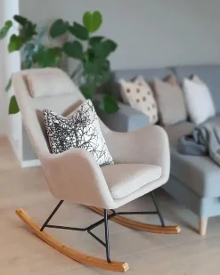 Poltrona a dondolo ARRIE Tessuto Beige chiaro