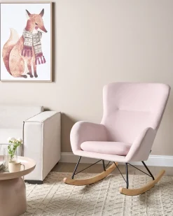 Poltrona a dondolo ELLAN Velluto Rosa