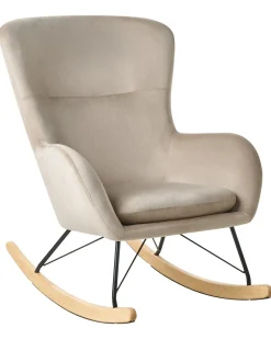Poltrona a dondolo ELLAN Velluto Beige