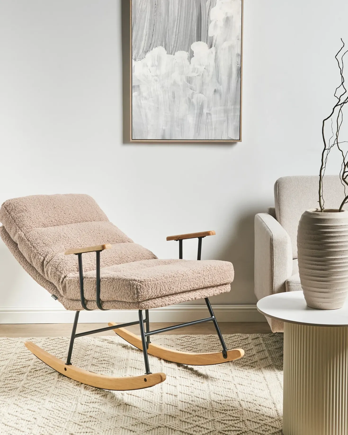 Poltrona a dondolo ESKELIN Bouclé Beige