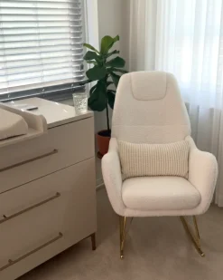Poltrona a dondolo GULSELE Bouclé Bianco sporco