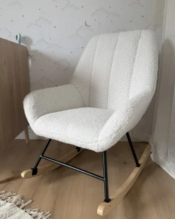 Poltrona a dondolo KINNO Bouclé Bianco sporco