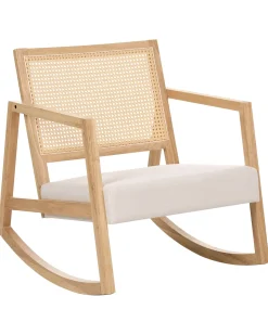 Poltrona a dondolo LEIDY Legno Marrone chiaro/Beige chiaro