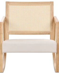 Poltrona a dondolo LEIDY Legno Marrone chiaro/Beige chiaro