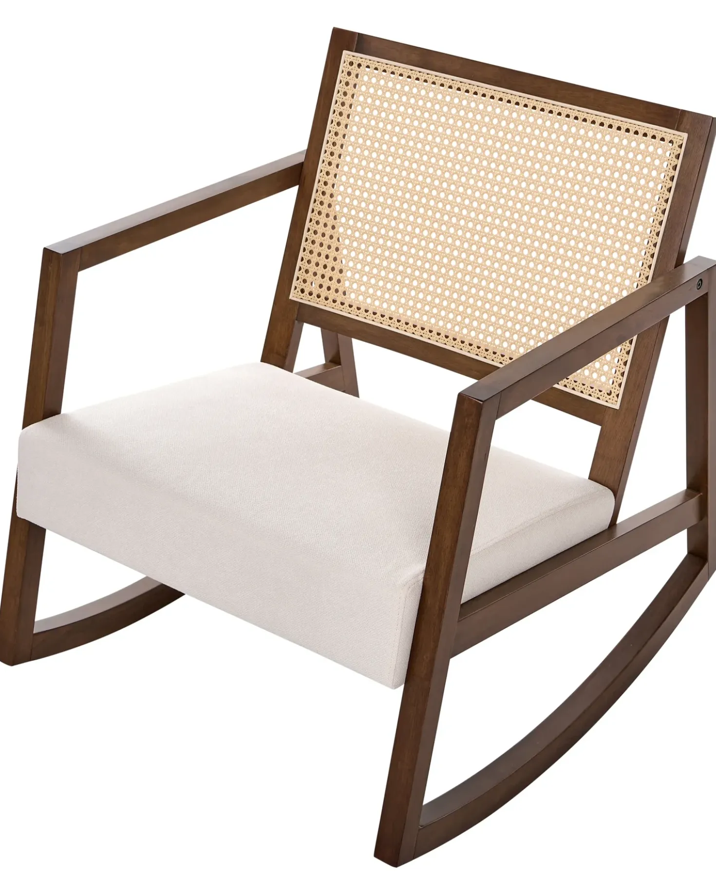 Poltrona a dondolo LEIDY Legno Marrone/Beige chiaro