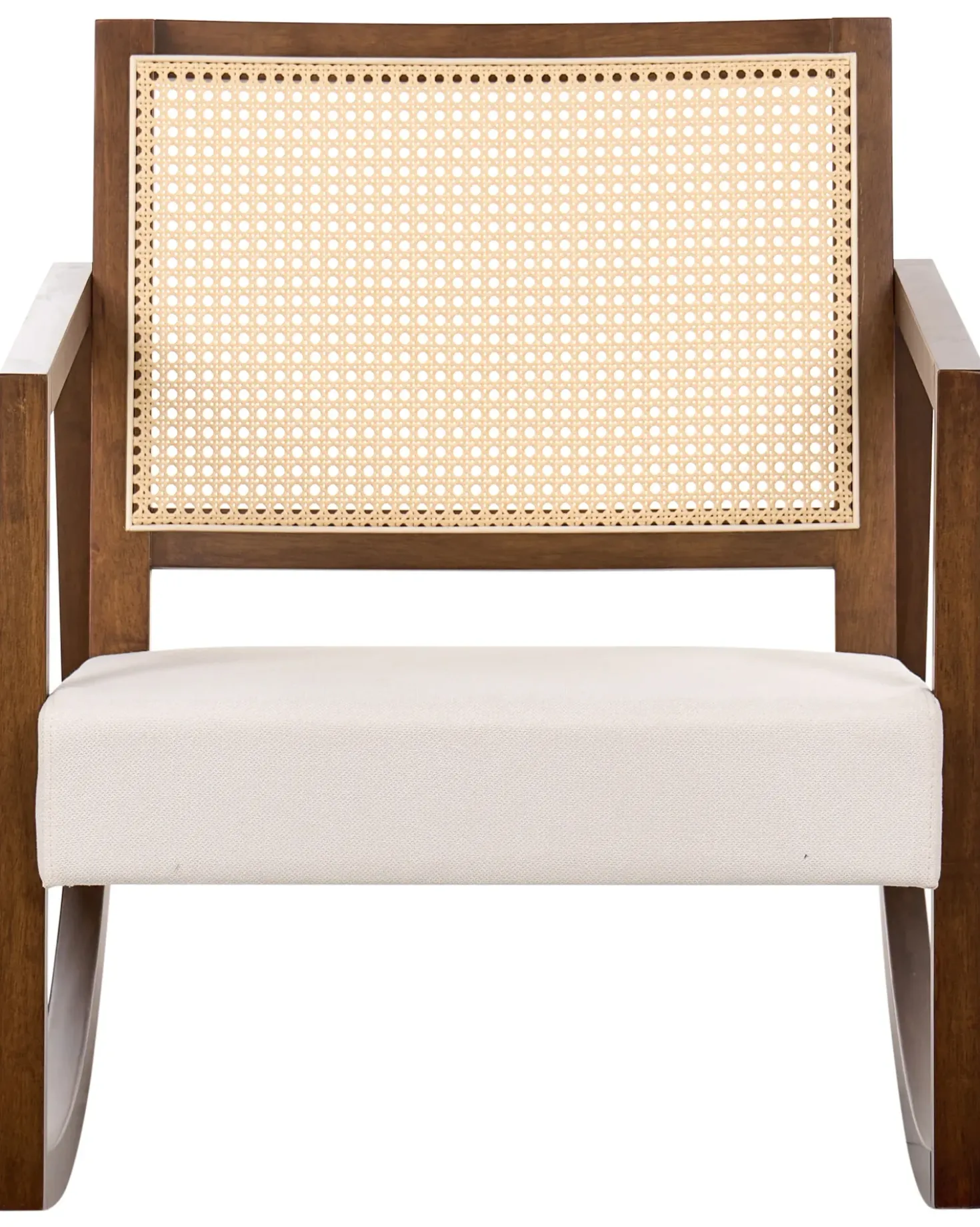 Poltrona a dondolo LEIDY Legno Marrone/Beige chiaro