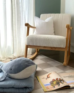 Poltrona a dondolo LEKNES Bouclé Bianco sporco