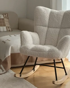 Poltrona a dondolo OULU Bouclé Bianco